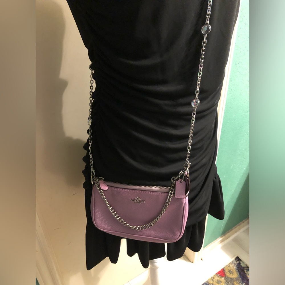 Coach Vintage Lilac Pebble Leather Chain Strap Bag